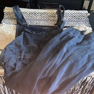 We the Free black denim overalls